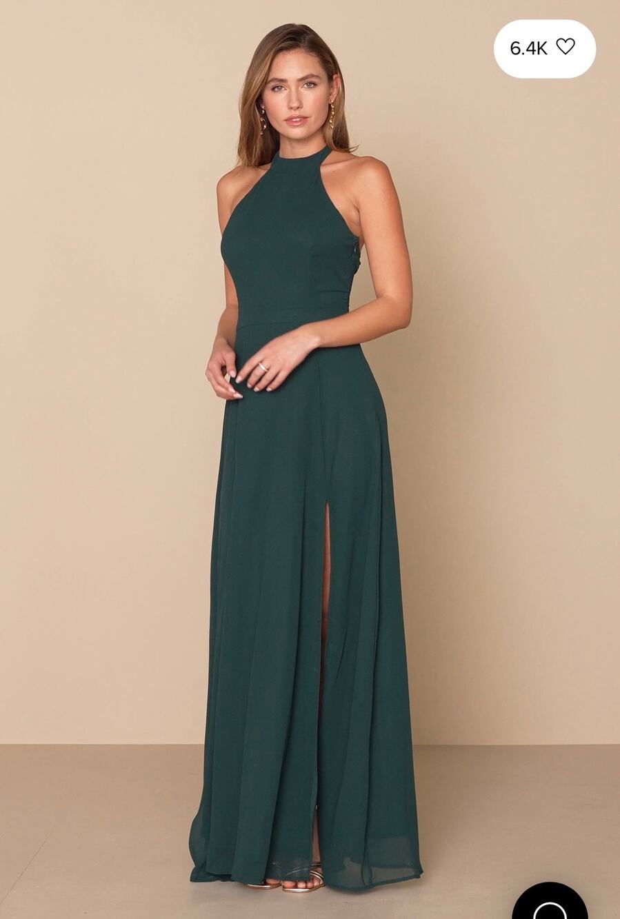New Lulus Confidently Charismatic Emerald Backless Halter Maxi Dress Size Small